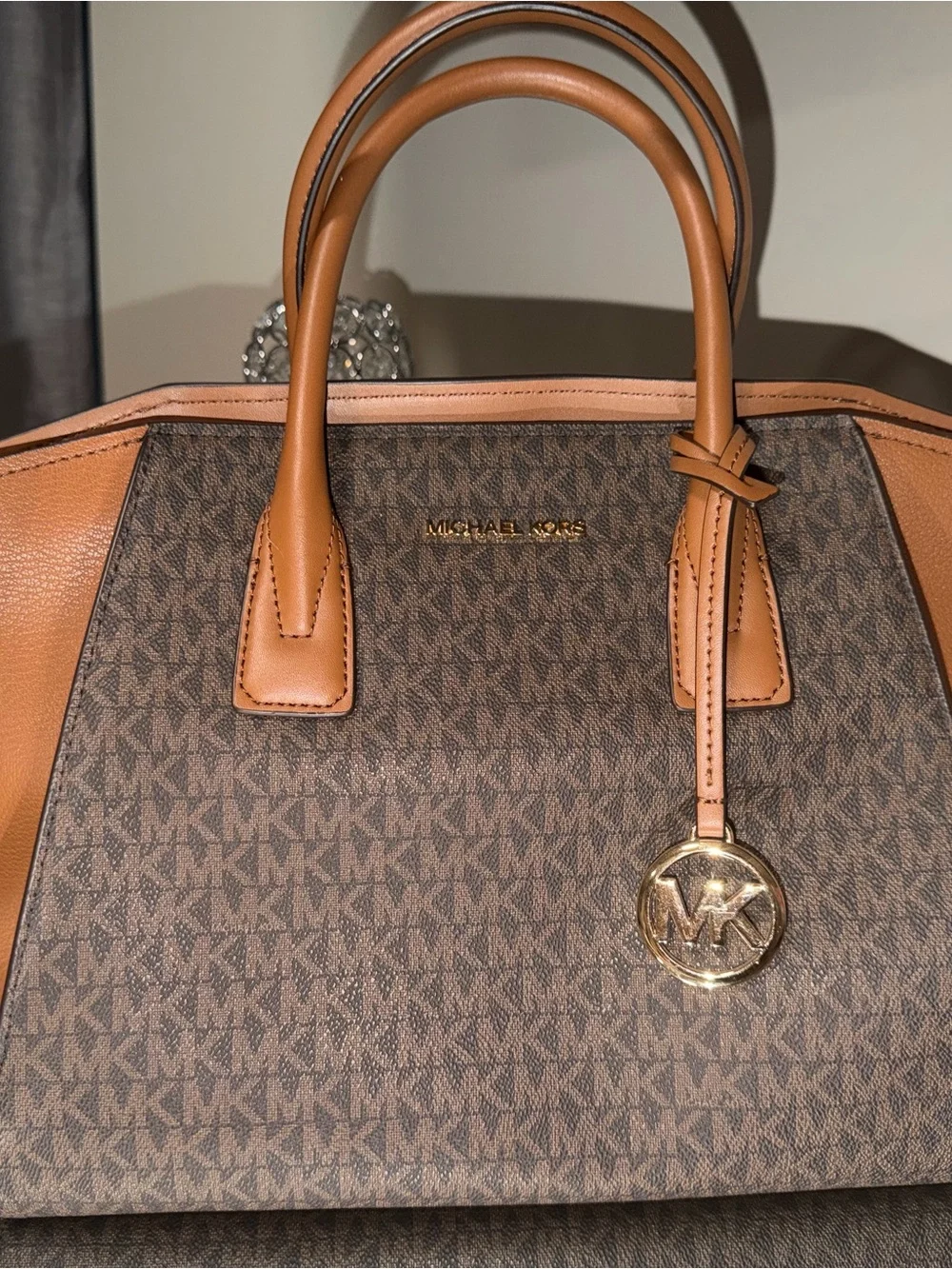 Michael Kors Avril Leather Satchel Crossbody Bag